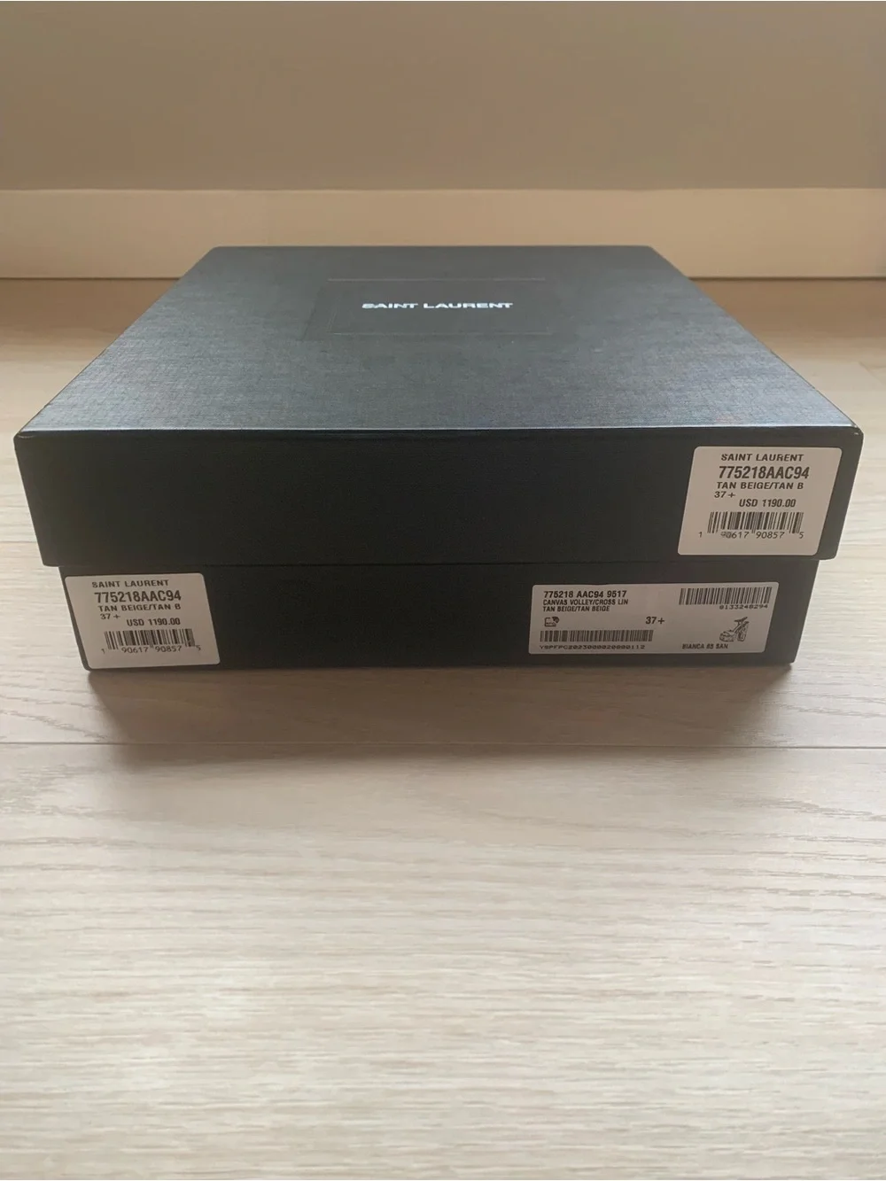 Saint Laurent Bianca Beige Canvas and Wood Platform Sandal NWT Size 37.5 IT - Picture 11 of 13